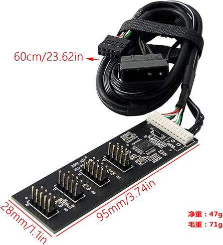 9Pin USB رأس ذكر 1 إلى 4 تمديد بطاقة 2.0 الفاصل كابلات الموصلات للوحة الأم محول ميناء مضاعف المحور الداخلي in Kuwait