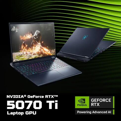 كمبيوتر محمول للألعاب acer Predator Helios Neo 16S AI، NVIDIA RTX 5070Ti، شاشة OLED مقاس 16 بوصة 2.5K WQXGA 240 هرتز 2 مللي ثانية، Intel Ultra 9 275HX، لوحة مفاتيح بإضاءة خلفية RGB، 64 جيجابايت DDR5، 8 تيرابايت SSD، Windows 11 Pro، ملحقات in Saudi Arabia