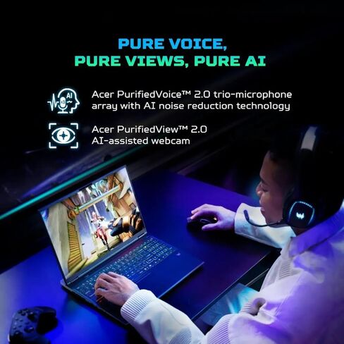 كمبيوتر محمول للألعاب acer Predator Helios Neo 16S AI، NVIDIA RTX 5070Ti، شاشة OLED مقاس 16 بوصة 2.5K WQXGA 240 هرتز 2 مللي ثانية، Intel Ultra 9 275HX، لوحة مفاتيح بإضاءة خلفية RGB، 64 جيجابايت DDR5، 8 تيرابايت SSD، Windows 11 Pro، ملحقات in Saudi Arabia