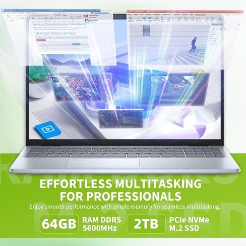 كمبيوتر محمول Dell Inspiron 16 FHD، Ryzen 7 8840U (8-core)، 32 جيجابايت DDR5 + 1 تيرابايت SSD، AI Copilot، قارئ بصمات الأصابع، Windows 11 Pro، لوحة مفاتيح بإضاءة خلفية، كاميرا الخصوصية in Kuwait