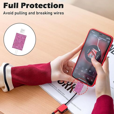 Glitter Bling Cable Protector for iPhone 18w/20w Adapter Charger Rhinestone Charger Cover Cable Protector Phones Accessories in Saudi Arabia