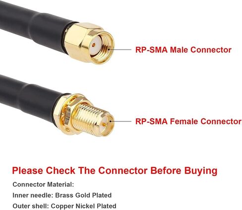 XRDS -RF RP-SMA Male to RP-SMA Female Coax Cable 10FT, RG58 WiFi Antenna Extension Coax Cable for WiFi LAN Router Wireless Network Card Adapter in Kuwait
