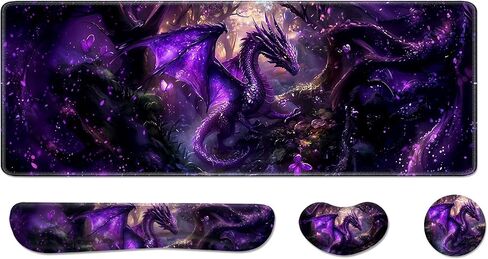 Desk Pad and Keyboard Wrist Rest, Large Mouse Pad + Keyboard Pad+Mouse Wrist Support, Non-Slip Desk Mat Protector for Office, Home 31.5×11.8 Inches Anime Dragon in Saudi Arabia