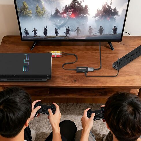 محول RCA إلى HDMI، محول AV إلى HDMI مركب يدعم 1080P مع كابل HDMI لمشغلات Xbox/Wii/PS2/PS3/GameCube/N64/VHS/VCR/DVR in Kuwait