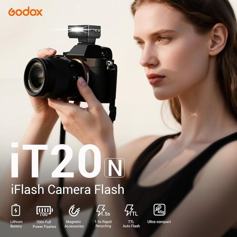 Godox iT20-S Ultra-Compact Camera Flash - Upgraded from iM20 with TTL Function & Magnetic Accessories, 45g Lightweight, 700+ Flashes, 1.5s Recycling, USB-C Charging, Compatible with Sony Cameras in Saudi Arabia