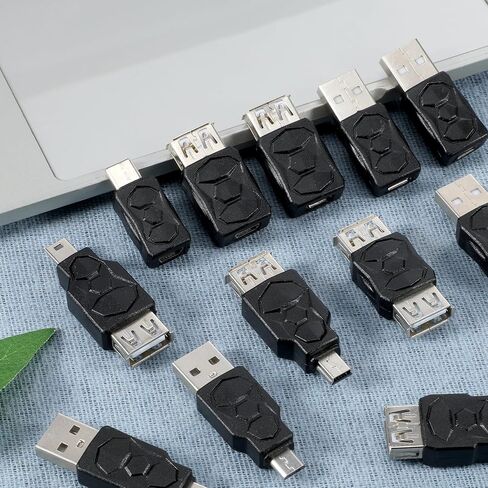 مجموعة محول USB، 12 قطعة محول USB OTG متعدد USB/Type C/Micro/Mini ذكر إلى أنثى موصل محول للكمبيوتر والكمبيوتر اللوحي والكمبيوتر الشخصي والهاتف المحمول in Kuwait