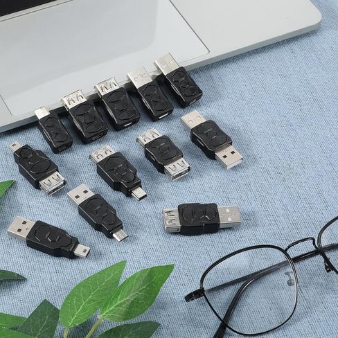 مجموعة محول USB، 12 قطعة محول USB OTG متعدد USB/Type C/Micro/Mini ذكر إلى أنثى موصل محول للكمبيوتر والكمبيوتر اللوحي والكمبيوتر الشخصي والهاتف المحمول in Kuwait