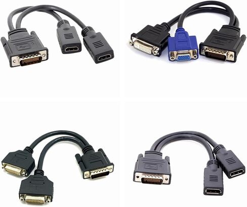 DMS 59Pin to DP Hd Male to 2 X V/GA DVI 24+5 Female Converter Adapter Video Splitter Cable for M>oni>tor System(59PIN-DVI-VGA) in Saudi Arabia