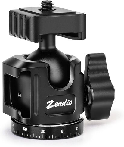 Zeadio Ball Head Mount with 1/4" & 3/8" Thread - 360° Panoramic Heavy Duty Metal Camera Mount Tripod Head for DSLR, Gimbal, Action Cam (Medium) in Kuwait