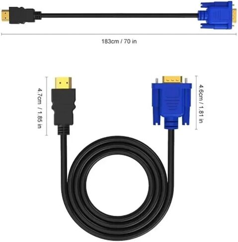 كابل 1.8 متر متوافق مع HDMI إلى V/GA ​​1080P HD مع كابل محول HDMI-متوافق مع كابل V/GA ​​كابلات الكمبيوتر والتوصيل (1 متر) in Saudi Arabia