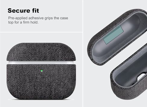 Handmade Case - for AirPods Pro 3 Case Cover - Selected Skin-Friendly Vegan Leather, Woolen Fabric Cloth Style, Drop Protective Hard Cover for AirPods Pro 3rd Generation Earbuds - Black in Kuwait