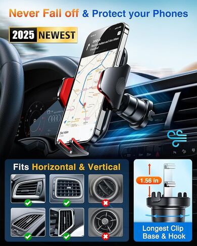 VANMASS Car Phone Holder 2026 Ultimate Military-Grade Strongest Suction & Clip Windshield Dashboard【Newest Best Strongest】Cell Phone Shower & Wall Mounts for iPhone 17 Pro Max 16 15 14 13 Android in Kuwait