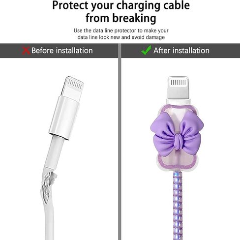 Compatible with iPhone 18w/20w Charger Cover Cute 3D Bow Clear Soft Charger Protector Kawaii Phone Accessories in Saudi Arabia