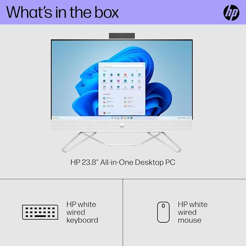 HP 2025 24-CB100 All-in-One Desktop 23.8" FHD IPS Touch 10-Core Intel Core i5-1235U Intel UHD Graphics 16GB DDR4 1TB NVMe SSDWIFI RJ45 HDMIv1.4 Webcam Keyboard Mouse Windows 11 Prow/RE USB in Saudi Arabia