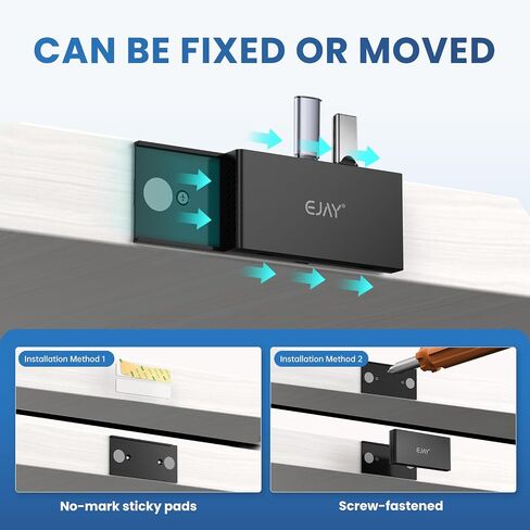 محور USB-C مغناطيسي بسرعة 10 جيجابت في الثانية من EJAY، نقل بيانات 4 منافذ USB 3.2 Gen2، يتضمن حاجزًا منزلقًا ومسامير ووسادات لاصقة لأجهزة الكمبيوتر المحمول MacBook، أسود in Kuwait