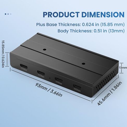 محور USB-C مغناطيسي بسرعة 10 جيجابت في الثانية من EJAY، نقل بيانات 4 منافذ USB 3.2 Gen2، يتضمن حاجزًا منزلقًا ومسامير ووسادات لاصقة لأجهزة الكمبيوتر المحمول MacBook، أسود in Kuwait