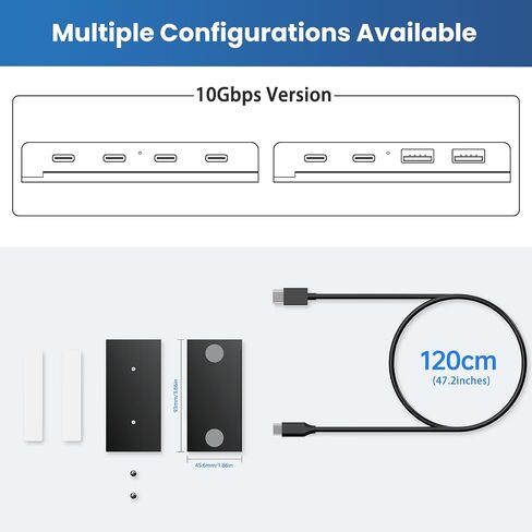 محور USB-C مغناطيسي بسرعة 10 جيجابت في الثانية من EJAY، نقل بيانات 4 منافذ USB 3.2 Gen2، يتضمن حاجزًا منزلقًا ومسامير ووسادات لاصقة لأجهزة الكمبيوتر المحمول MacBook، أسود in Kuwait