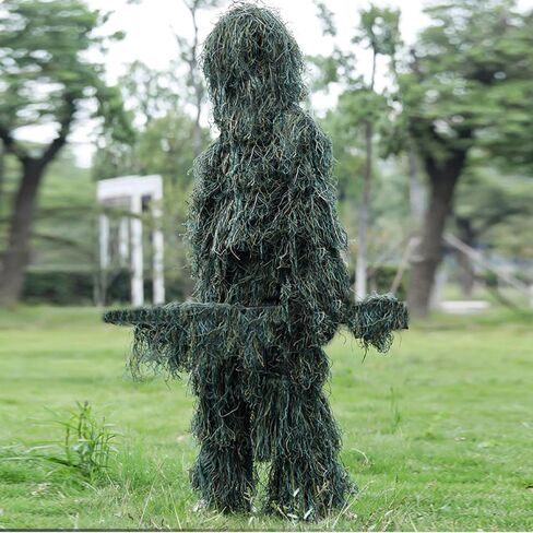 Ghillie Suit- 5 in 1 Ghillie Suit for Men, Including Jacket, Pants, Hood Camouflage Strap and Carry Bag, 3D Camouflage Hunting Apparel Suitable for Unisex Adults/Youth in Saudi Arabia