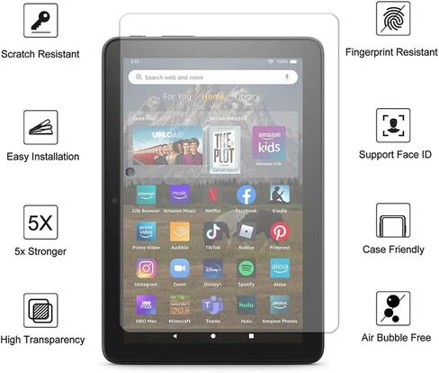 Screen Protector for 8 Kids/Pro Tablet (2024/2022/2020 Version), Tempered Glass, High Definition, 9H Hardness [2 Pack] (8 Kids/Pro) in Kuwait