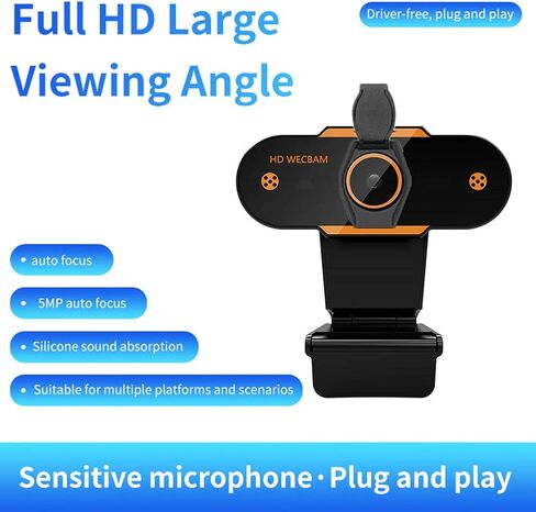 2K Webcam, 2021 Upgraded Full HD Web Camera for Computer with Privacy Cover, USB Web cam with Microphone Auto Focus webcams for Teaching, Online Conference, Video Calling Plug& Play in Saudi Arabia