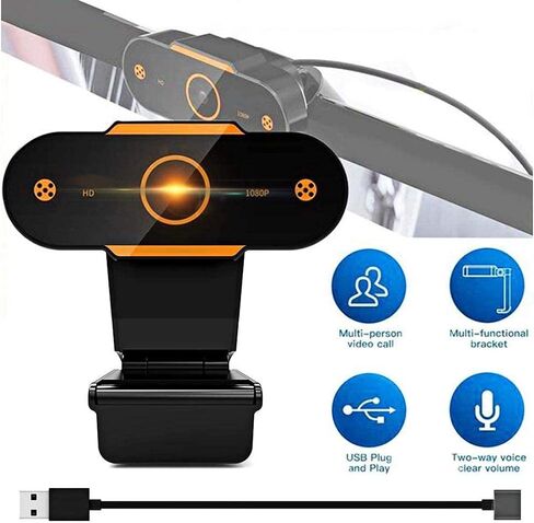 2K Webcam, 2021 Upgraded Full HD Web Camera for Computer with Privacy Cover, USB Web cam with Microphone Auto Focus webcams for Teaching, Online Conference, Video Calling Plug& Play in Saudi Arabia