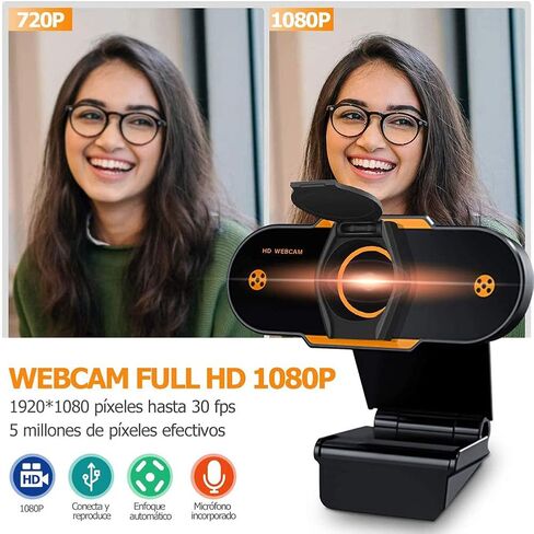 2K Webcam, 2021 Upgraded Full HD Web Camera for Computer with Privacy Cover, USB Web cam with Microphone Auto Focus webcams for Teaching, Online Conference, Video Calling Plug& Play in Saudi Arabia