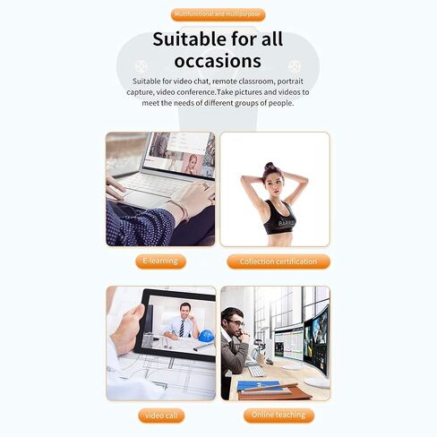 2K Webcam, 2021 Upgraded Full HD Web Camera for Computer with Privacy Cover, USB Web cam with Microphone Auto Focus webcams for Teaching, Online Conference, Video Calling Plug& Play in Saudi Arabia
