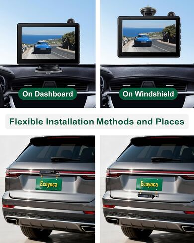 Solar Wireless Backup Camera 5'' HD Split-Screen Monitor Reversing Camera Stable Signal Dual Channel Back Up Kit Easy Installation Night Vision Waterproof Reverse Camera for Car RV Van SUV in Saudi Arabia