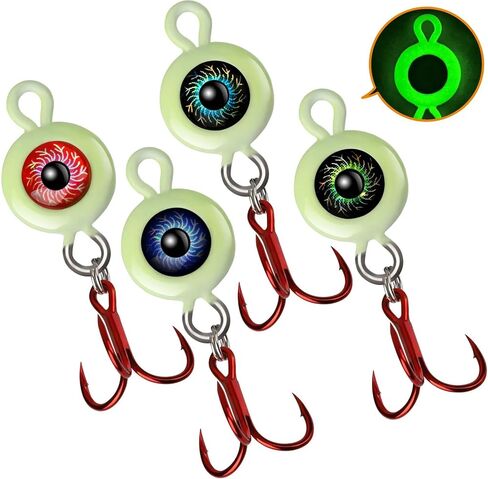 Dovesun Ice Fishing Jigs Ice Fishing Lures Kit Rattling Glow Ice Fishing Spoons for Bass Crappie Panfish Mens Fishing Gifts 15PCS/5PCS/4PCS in Saudi Arabia