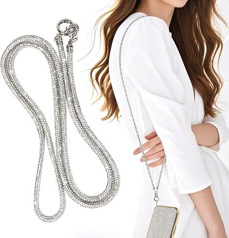 LUVI Bling Phone Lanyard Crossbody for Woman Girls Shoulder Strap Diamond Rhinestone Chain Cute for Phones and Bags in Saudi Arabia