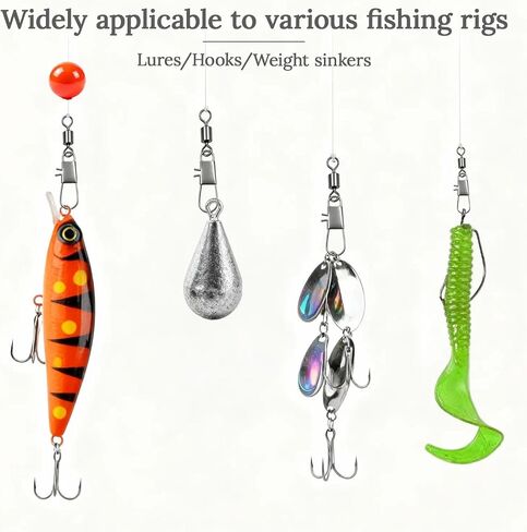 Fishing Swivel Snaps 50pcs Rolling Swivels Clips, High-Strength & Corrosion Resistance for Saltwater and Freshwater Fishing Tackle in Saudi Arabia