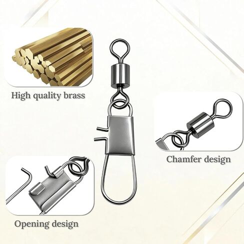 Fishing Swivel Snaps 50pcs Rolling Swivels Clips, High-Strength & Corrosion Resistance for Saltwater and Freshwater Fishing Tackle in Saudi Arabia