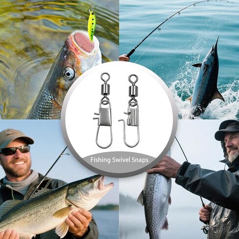Fishing Swivel Snaps 50pcs Rolling Swivels Clips, High-Strength & Corrosion Resistance for Saltwater and Freshwater Fishing Tackle in Saudi Arabia