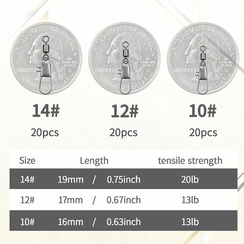 Fishing Swivel Snaps 50pcs Rolling Swivels Clips, High-Strength & Corrosion Resistance for Saltwater and Freshwater Fishing Tackle in Saudi Arabia