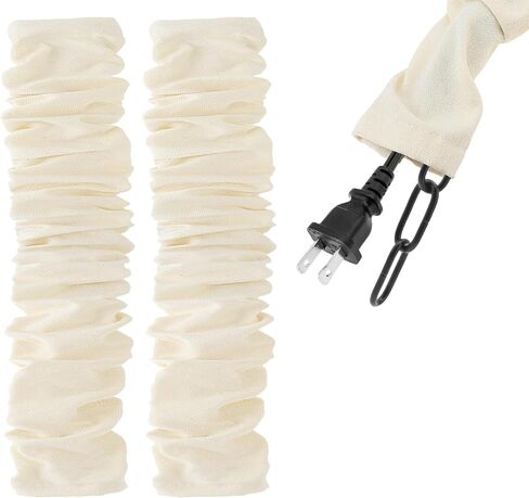 RTNLIT 4 Feet Fabric Cord Cover, Chandelier Chain Cable Sleeve for Lighting Wires, Swing Chains Decorative, Cables Management & Hider (Beige, Pack of 2) in Kuwait