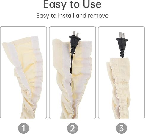 RTNLIT 4 Feet Fabric Cord Cover, Chandelier Chain Cable Sleeve for Lighting Wires, Swing Chains Decorative, Cables Management & Hider (Beige, Pack of 2) in Kuwait