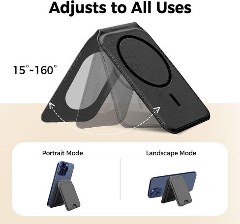 Magnetic Phone Wallet With Makeup mirror ，5 Card Holder with Adjustable Stand,RFID-Blocking Magsafe Wallet for iPhone 17/16/15/14/13/12 Pro Max Series Cases(Black) in Saudi Arabia