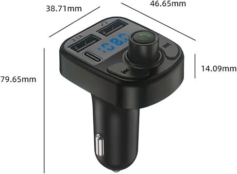 Car Bluetooth Adapter with FM Frequency Digital Display & USB Fast Charging - Supports MP3 Players, Hands-Free Calling, and More in Saudi Arabia