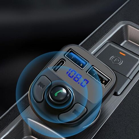 Car Bluetooth Adapter with FM Frequency Digital Display & USB Fast Charging - Supports MP3 Players, Hands-Free Calling, and More in Saudi Arabia