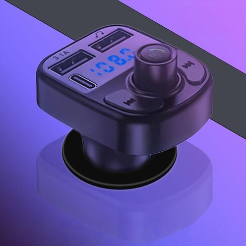 Car Bluetooth Adapter with FM Frequency Digital Display & USB Fast Charging - Supports MP3 Players, Hands-Free Calling, and More in Saudi Arabia