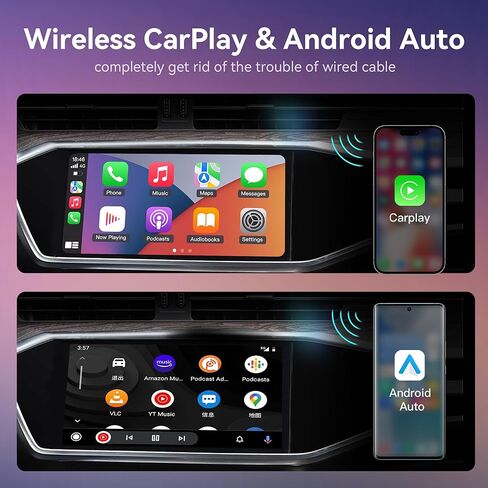 محول CarPlay & Android Auto اللاسلكي، محول سلكي إلى لاسلكي لأجهزة iPhone وAndroid، 5G WiFi/BT 5.0، التوصيل والتشغيل، التنقل في الوقت الحقيقي، للسيارات المزودة بـ CarPlay السلكي in Kuwait