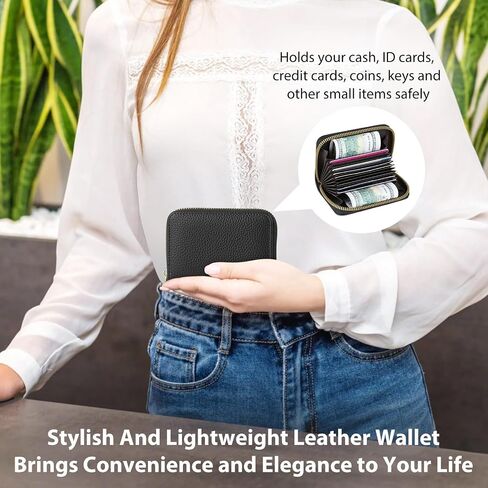 MoKo Clip And Go Strap Phone Lanyard, Leather Cell Phone Strap with Zippered Wallet Pouch, Adjustable & Detachable Universal Crossbody Phone Lanyard Compatible with Most Smartphones, Black in Saudi Arabia