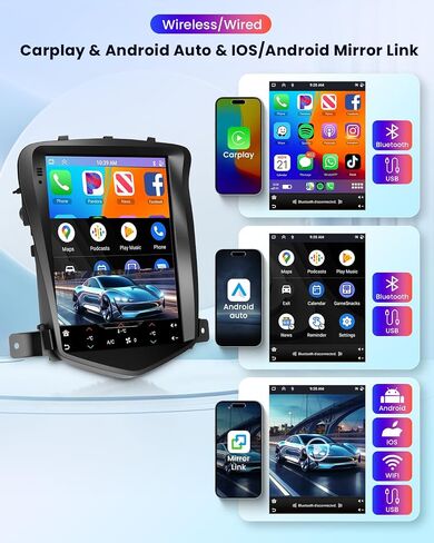 8Core 6G+128G Android Upgrade Car Radio for Chevrolet Chevy Cruze J300 2009-2015, Rimoody 9.7 Inch 1024 * 600 HD IPS Tesla Style Touchscreen Wireless Carplay Andriod Auto Backup Camera GPS 5G WiFi FM in Saudi Arabia