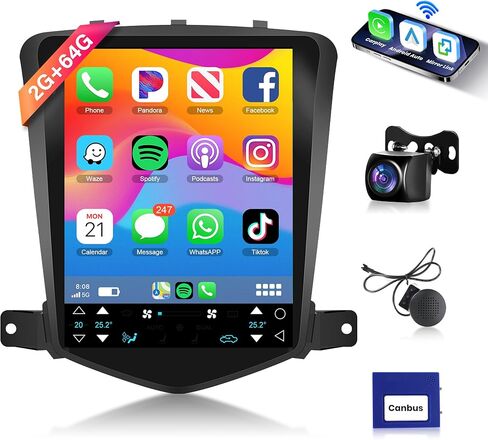 8Core 6G+128G Android ترقية راديو السيارة لسيارة شيفروليه تشيفي كروز J300 2009-2015، Rimoody 9.7 بوصة 1024 * 600 HD IPS Tesla Style Touchscreen Wireless Carplay Andriod Auto Backup Camera GPS 5G WiFi FM in Saudi Arabia