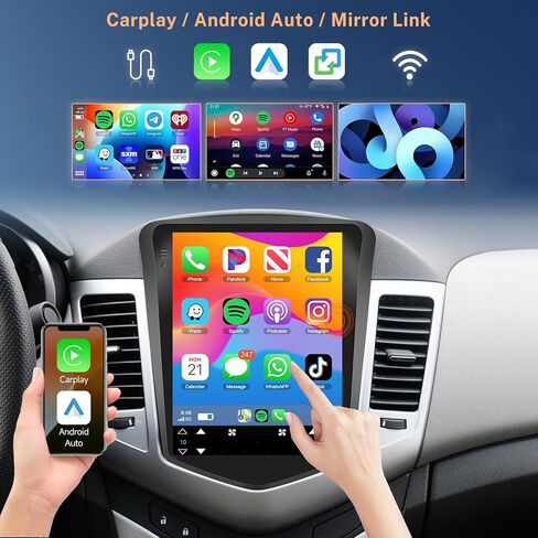 8Core 6G+128G Android ترقية راديو السيارة لسيارة شيفروليه تشيفي كروز J300 2009-2015، Rimoody 9.7 بوصة 1024 * 600 HD IPS Tesla Style Touchscreen Wireless Carplay Andriod Auto Backup Camera GPS 5G WiFi FM in Saudi Arabia