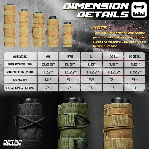 DBTAC Suppressor Cover for Low Volume Fire Training, Heat-Resistant Suppressor Covers for Precision Drills, Hunting and Competitive Shooting, 1.5 inches Diameter with multiple lengths (4/5/6/7/9 Inch) in Saudi Arabia