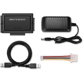 محول IDE إلى USB 3.0، محول USB C إلى SATA/IDE لمحرك الأقراص الصلبة SSD مقاس 2.5/3.5 بوصة، مع مصدر طاقة، محول USB إلى SATA IDE لاستعادة بيانات الكمبيوتر المحمول/الكمبيوتر الشخصي ونقلها (01) in Kuwait