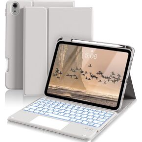 حافظة لجهاز iPad (A16) الجيل الحادي عشر مع لوحة مفاتيح، وإضاءة خلفية بـ 7 ألوان، وغطاء فوليو مع حامل قلم رصاص، ولوحة تتبع متعددة اللمس، ولوحة مفاتيح قابلة للفصل لجهاز iPad 11/10.9 بوصة 2025/2022 (أبيض كريمي) in Kuwait