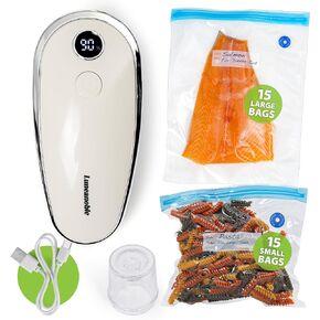Compact Portable Vacuum Sealer for Food, Handheld Vacuum Sealer | 30 Reusable Vacuum Bags Included | Powerful Food Saver Vacuum Sealer Machine for Fresh Meal Storage in Saudi Arabia