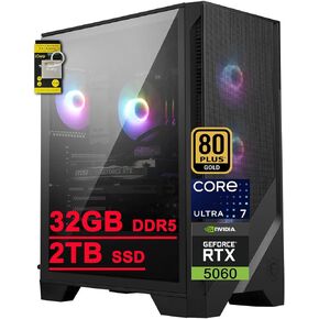 msi Codex R2 AI سطح المكتب الثاني للألعاب Intel 20-core Ultra 7 265 32GB RAM 2TB SSD GeForce RTX 5060 DLSS4 (ما يصل إلى 614 AI Tops) DisplayPort 5G Ethernet 80+ Gold PSU Wi-Fi6E Win11 ICP Hub in Saudi Arabia